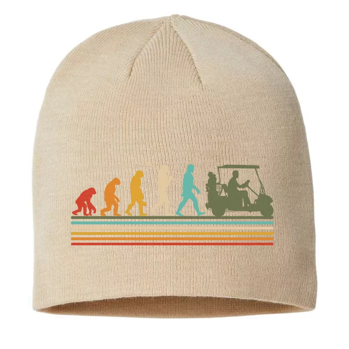 Funny Retro Evolution Of A Golfer 8 1/2in Sustainable Knit Beanie