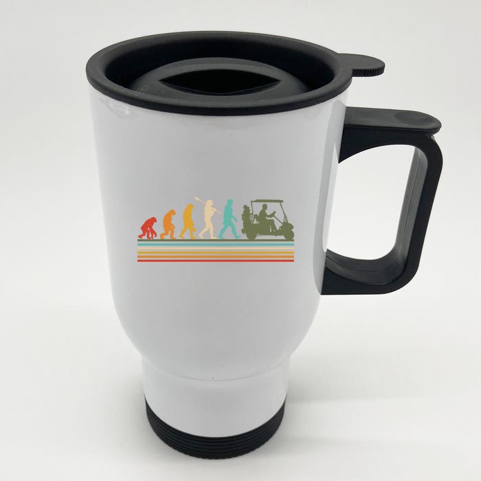 Funny Retro Evolution Of A Golfer Front & Back Stainless Steel Travel Mug