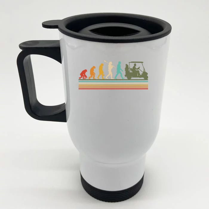 Funny Retro Evolution Of A Golfer Front & Back Stainless Steel Travel Mug