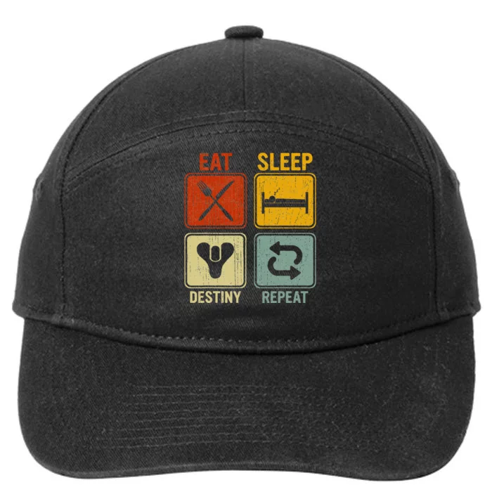 Funny Retro Eat Sleep Destiny Repeat 7-Panel Snapback Hat