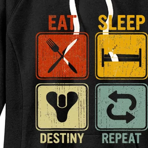 Funny Retro Eat Sleep Destiny Repeat Women's Fleece Hoodie