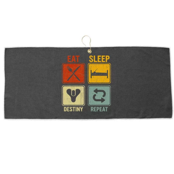 Funny Retro Eat Sleep Destiny Repeat Large Microfiber Waffle Golf Towel