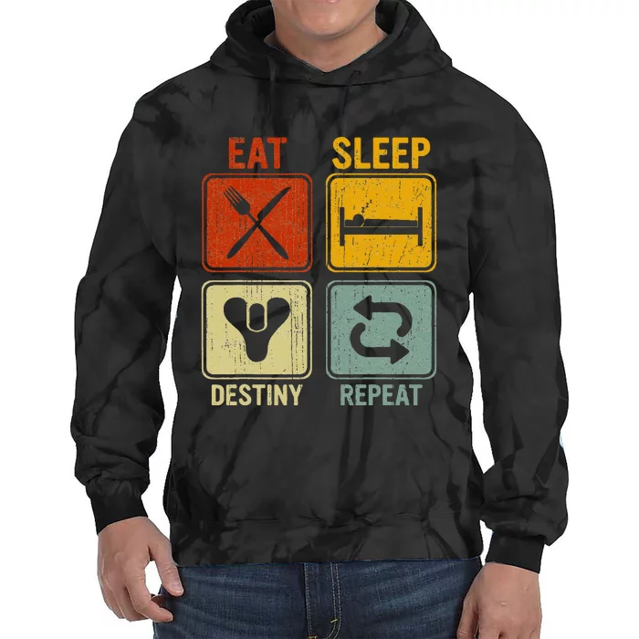 Funny Retro Eat Sleep Destiny Repeat Tie Dye Hoodie