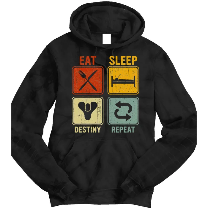 Funny Retro Eat Sleep Destiny Repeat Tie Dye Hoodie