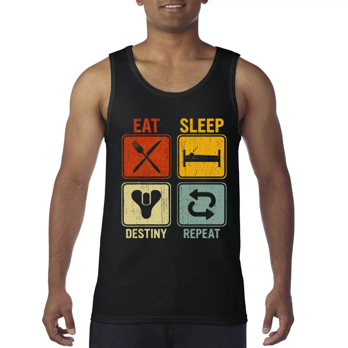 Funny Retro Eat Sleep Destiny Repeat Tank Top