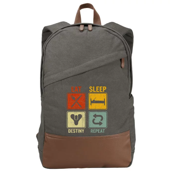 Funny Retro Eat Sleep Destiny Repeat Cotton Canvas Backpack