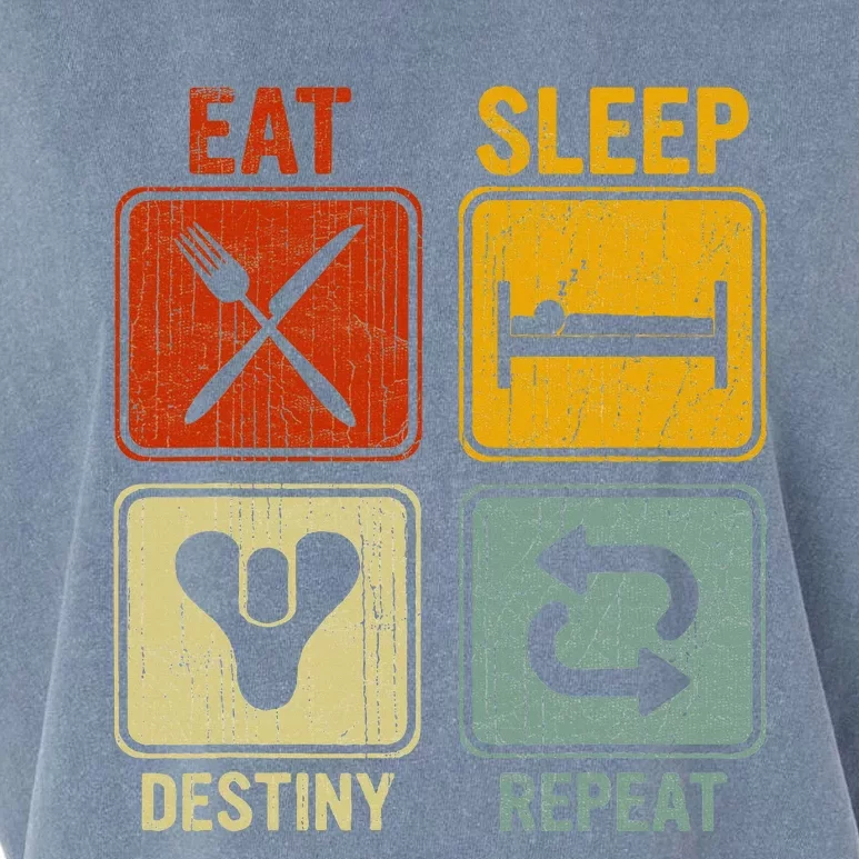 Funny Retro Eat Sleep Destiny Repeat Garment-Dyed Women's Muscle Tee