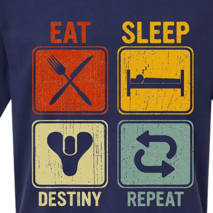 Funny Retro Eat Sleep Destiny Repeat Sueded Cloud Jersey T-Shirt