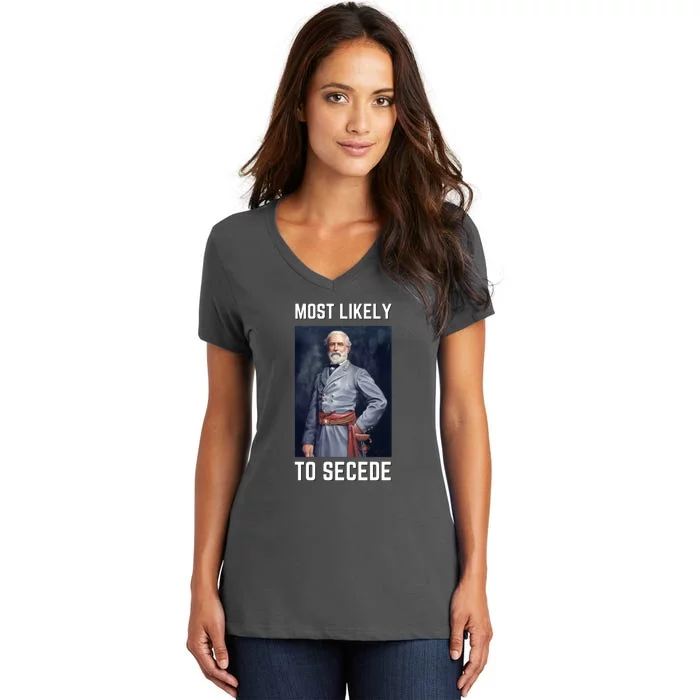 Funny Robert E. Lee Secede Civil War Secession Women's V-Neck T-Shirt