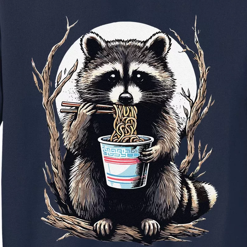 Funny Raccoon Eating Instant Noodle Cup Gifts Tall Sweatshirt