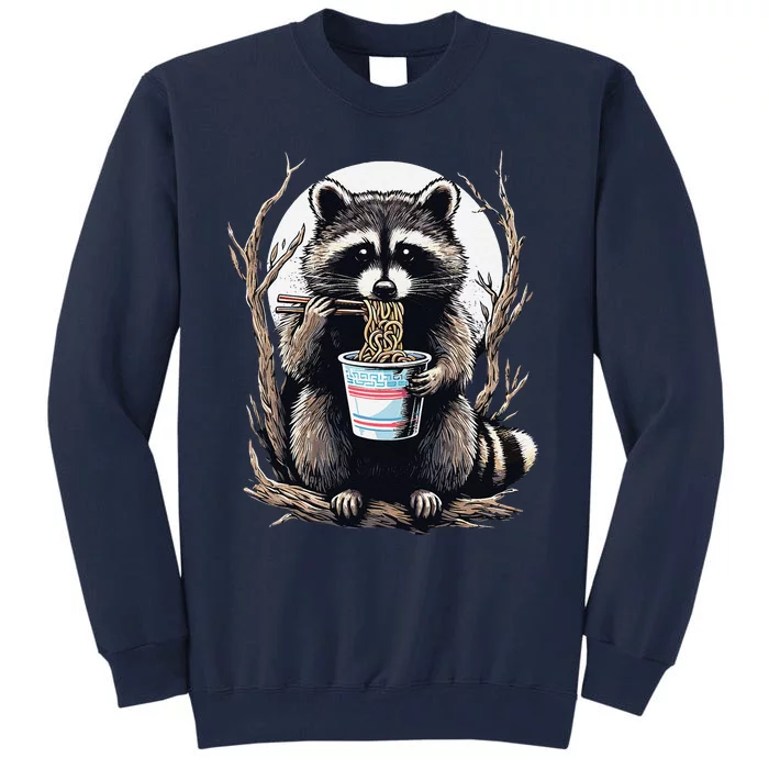 Funny Raccoon Eating Instant Noodle Cup Gifts Tall Sweatshirt