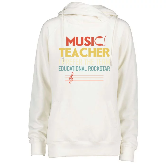 Funny Retro Educational Rockstar Music Teacher Funny Gift Womens Funnel Neck Pullover Hood