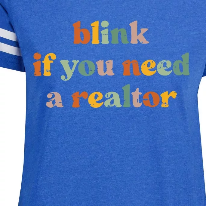 Funny Real Estate Agent Retro Blink If You Need A Realtor Enza Ladies Jersey Football T-Shirt