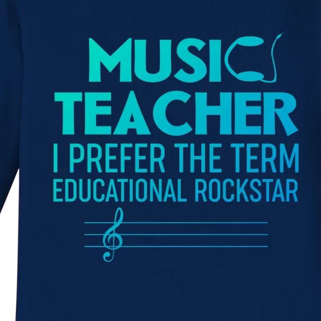 Funny Retro Educational Rockstar Music Teacher Gift Baby Long Sleeve Bodysuit