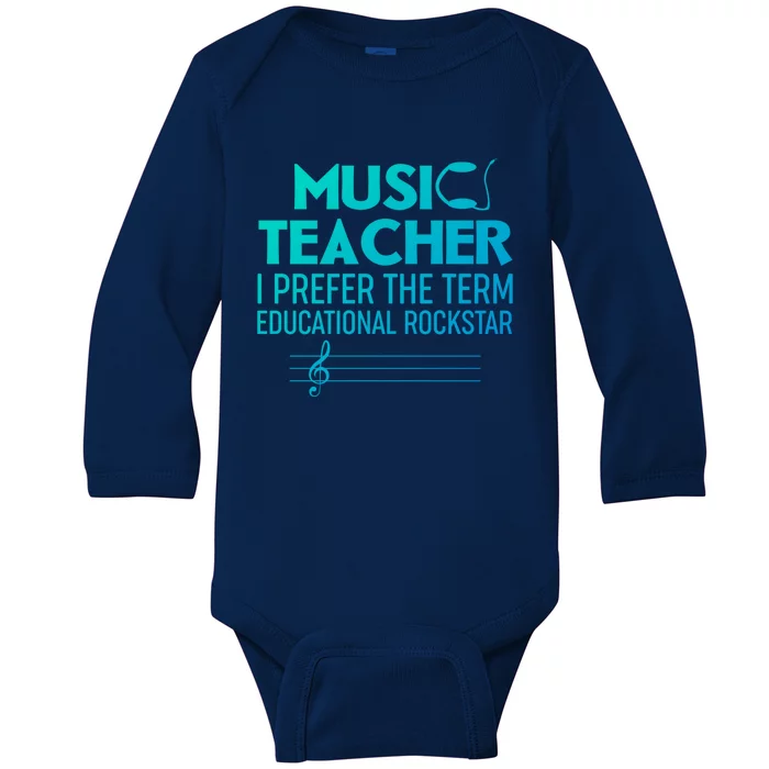 Funny Retro Educational Rockstar Music Teacher Gift Baby Long Sleeve Bodysuit