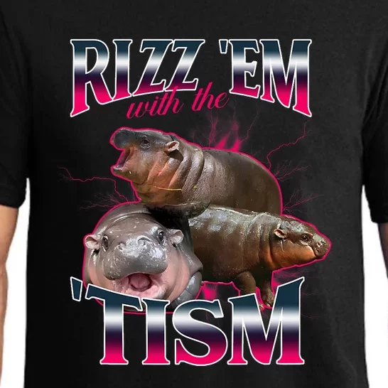 Funny Rizz Em With The Tism Meme Moo Deng Baby Hippo Pajama Set