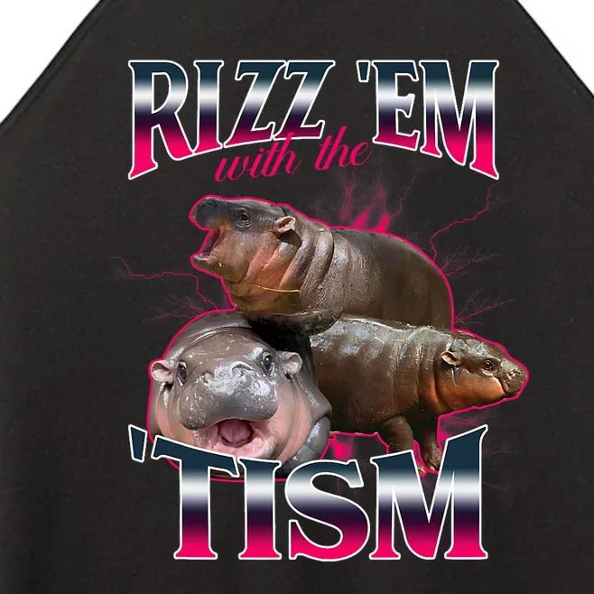 Funny Rizz Em With The Tism Meme Moo Deng Baby Hippo Women’s Perfect Tri Rocker Tank