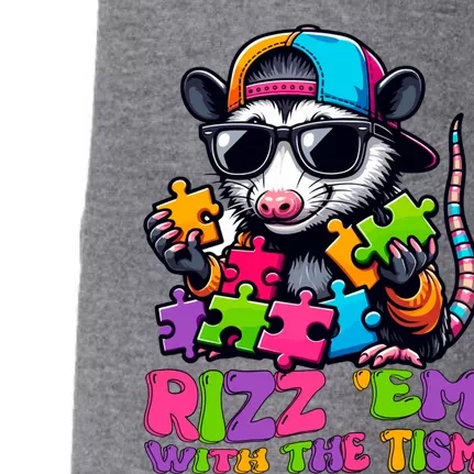 Funny Rizz Em With The Tism Groovy Opossum Meme Autism Gift Doggie 3-End Fleece Hoodie