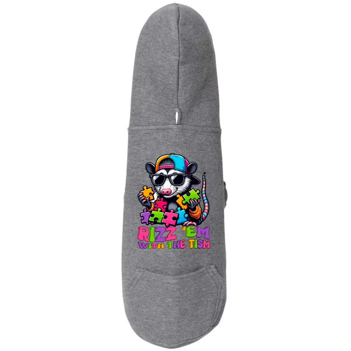 Funny Rizz Em With The Tism Groovy Opossum Meme Autism Gift Doggie 3-End Fleece Hoodie