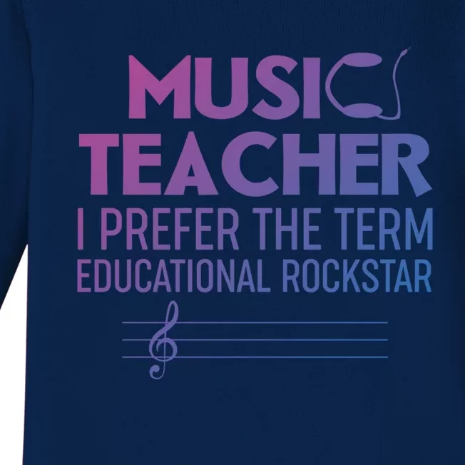 Funny Retro Educational Rockstar Music Teacher Gift Baby Long Sleeve Bodysuit