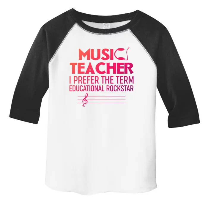 Funny Retro Educational Rockstar Music Teacher Gift Toddler Fine Jersey T-Shirt