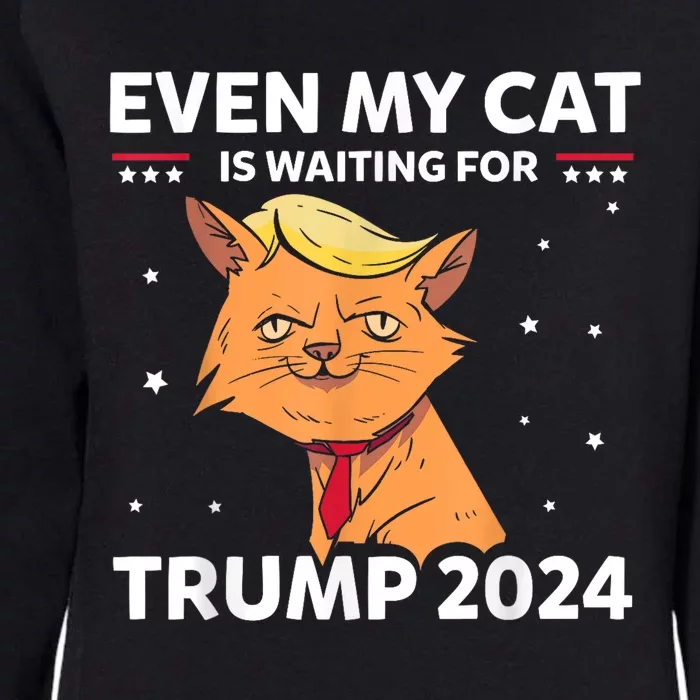 Funny Republicans Even My Cat Is Waiting For Trump 2024 Womens California Wash Sweatshirt