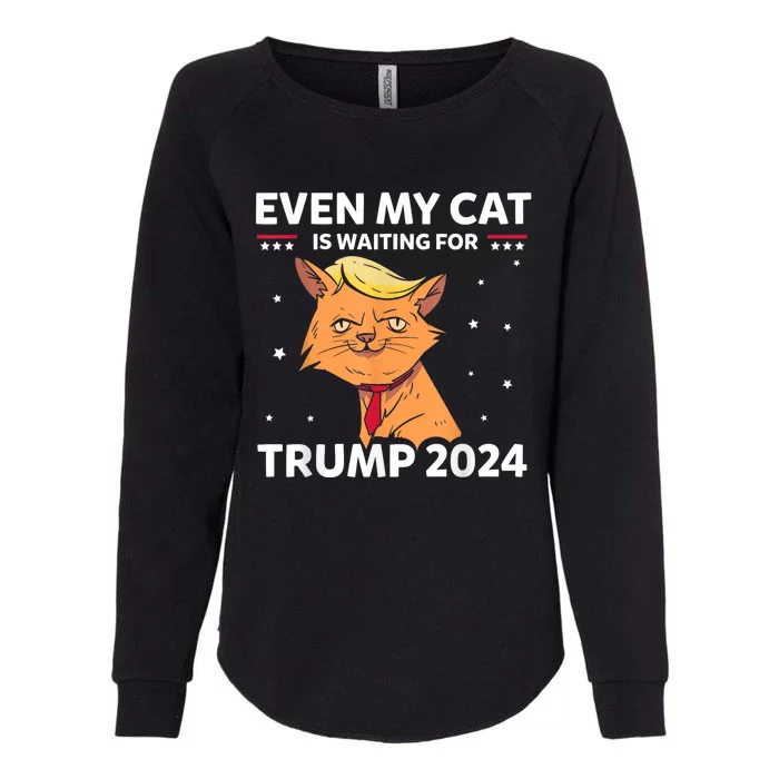 Funny Republicans Even My Cat Is Waiting For Trump 2024 Womens California Wash Sweatshirt