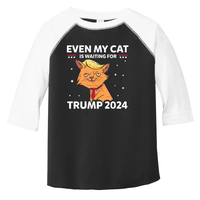 Funny Republicans Even My Cat Is Waiting For Trump 2024 Toddler Fine Jersey T-Shirt