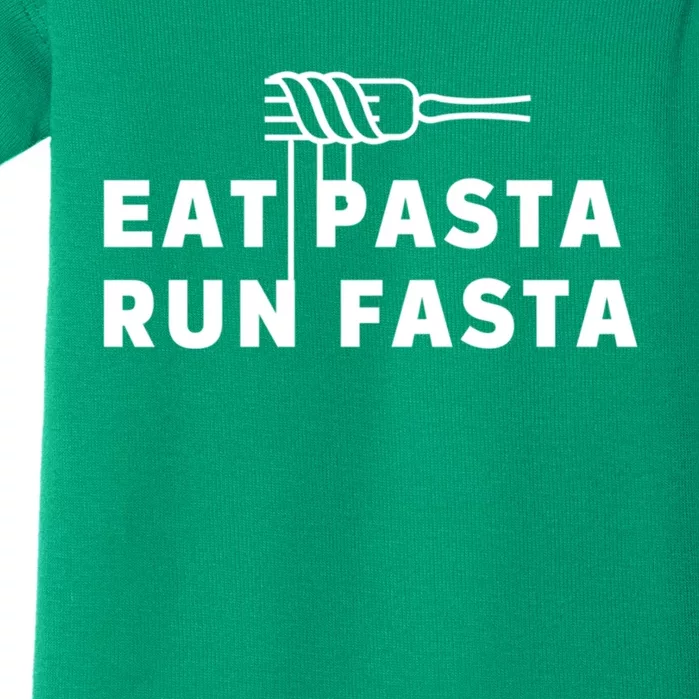 Funny Running Eat Pasta Run Fasta Baby Bodysuit