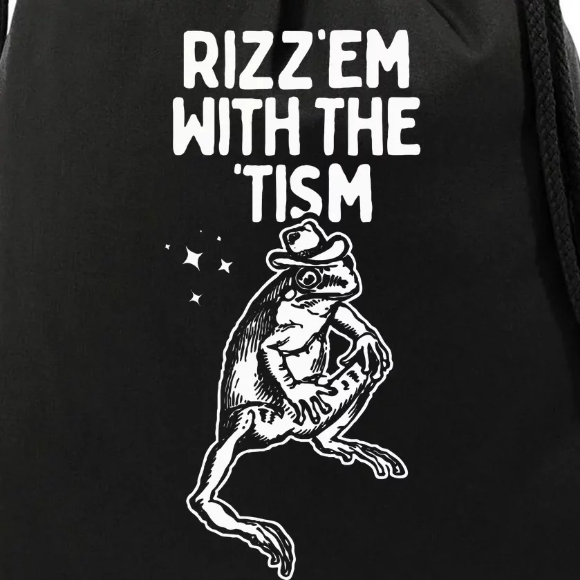 Frog Rizz Em With The Tism Drawstring Bag