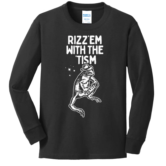 Frog Rizz Em With The Tism Kids Long Sleeve Shirt