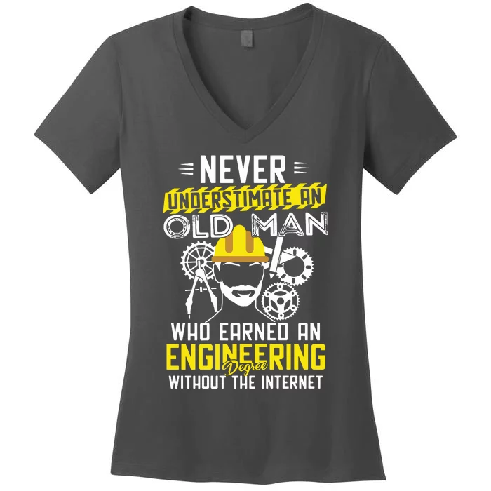 Funny Retired Engineer Grandpa With Engineering Degree Women's V-Neck T-Shirt