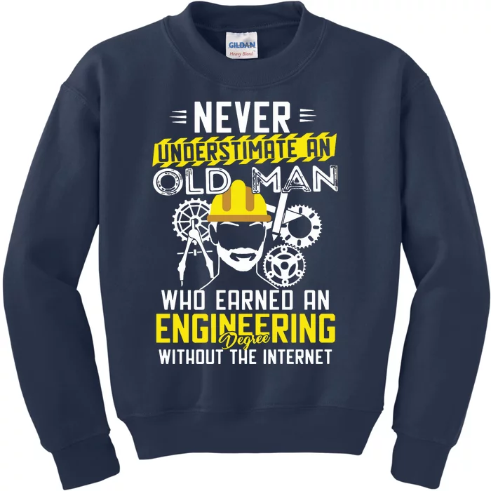 Funny Retired Engineer Grandpa With Engineering Degree Kids Sweatshirt