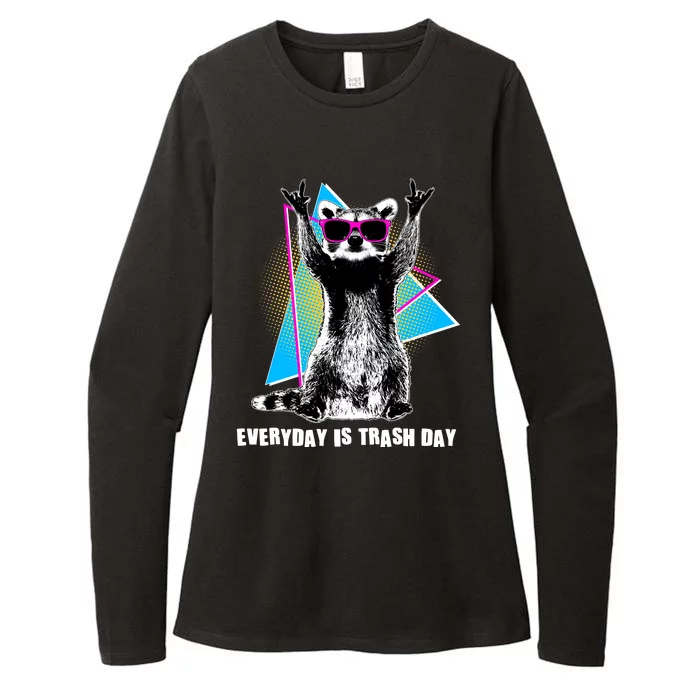 Funny Retro Everyday Is Trash Day Raccoon Womens CVC Long Sleeve Shirt