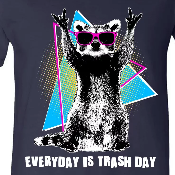 Funny Retro Everyday Is Trash Day Raccoon V-Neck T-Shirt