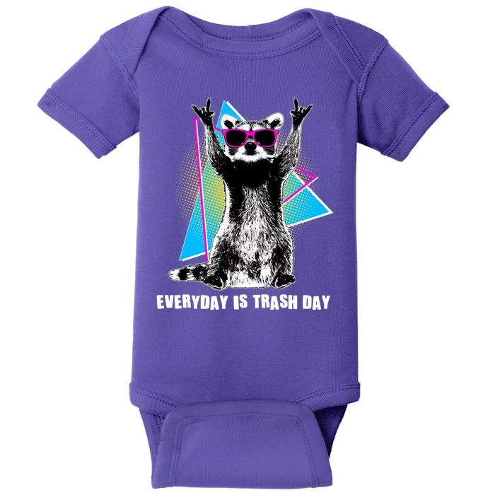 Funny Retro Everyday Is Trash Day Raccoon Baby Bodysuit