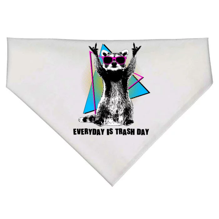 Funny Retro Everyday Is Trash Day Raccoon USA-Made Doggie Bandana