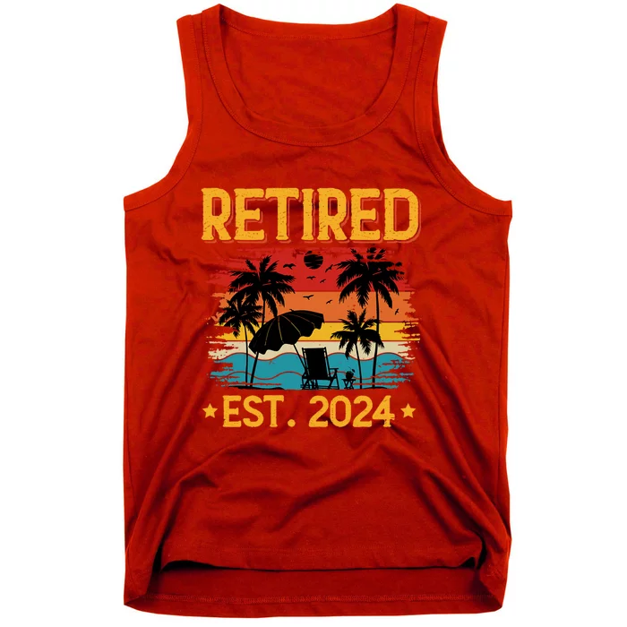 Funny Retired Est 2024 Gift Retirement Tank Top