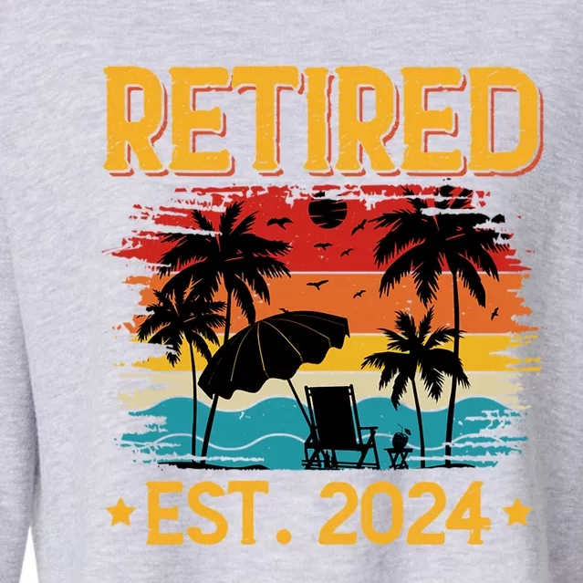 Funny Retired Est 2024 Gift Retirement Cropped Pullover Crew