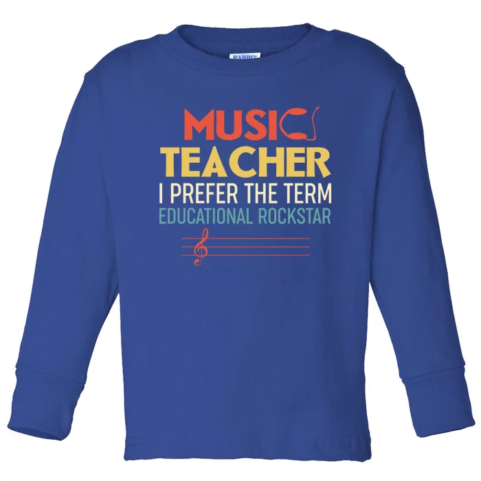 Funny Retro Educational Rockstar Music Teacher Gift Toddler Long Sleeve Shirt