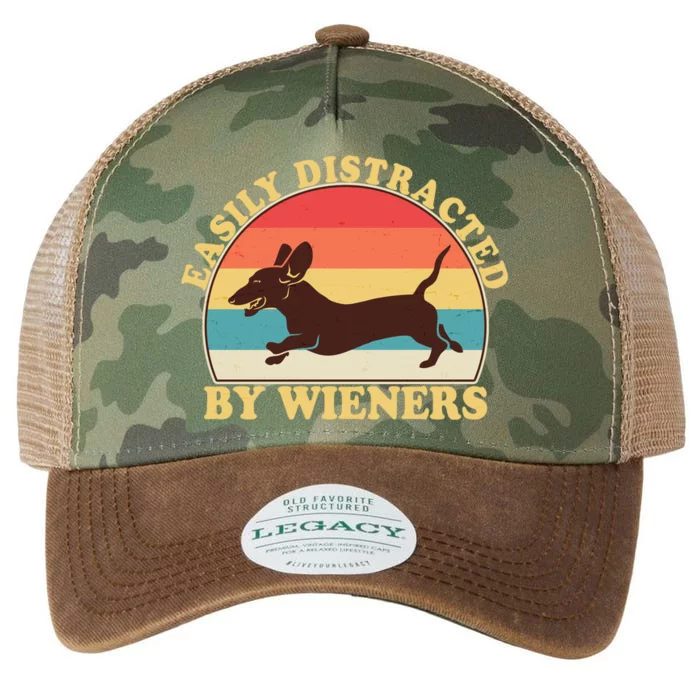 Funny Retro Easily Distracted By Wieners Dachshund fan Legacy Tie Dye Trucker Hat