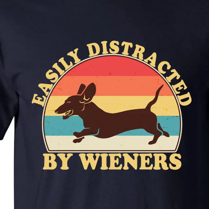 Funny Retro Easily Distracted By Wieners Dachshund fan Tall T-Shirt