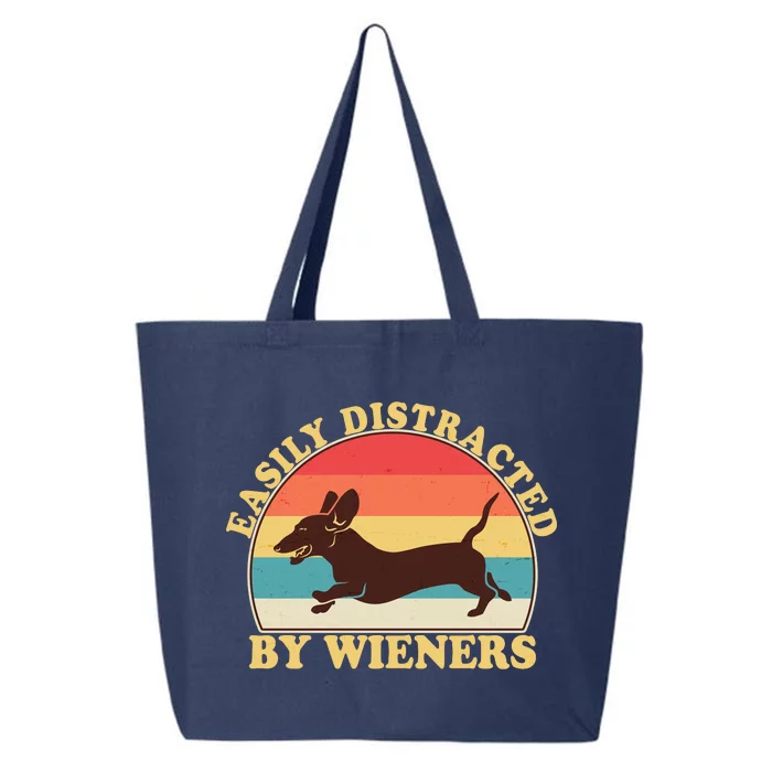 Funny Retro Easily Distracted By Wieners Dachshund fan 25L Jumbo Tote