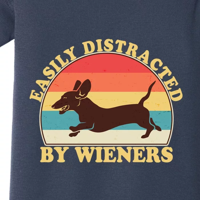 Funny Retro Easily Distracted By Wieners Dachshund fan Baby Bodysuit