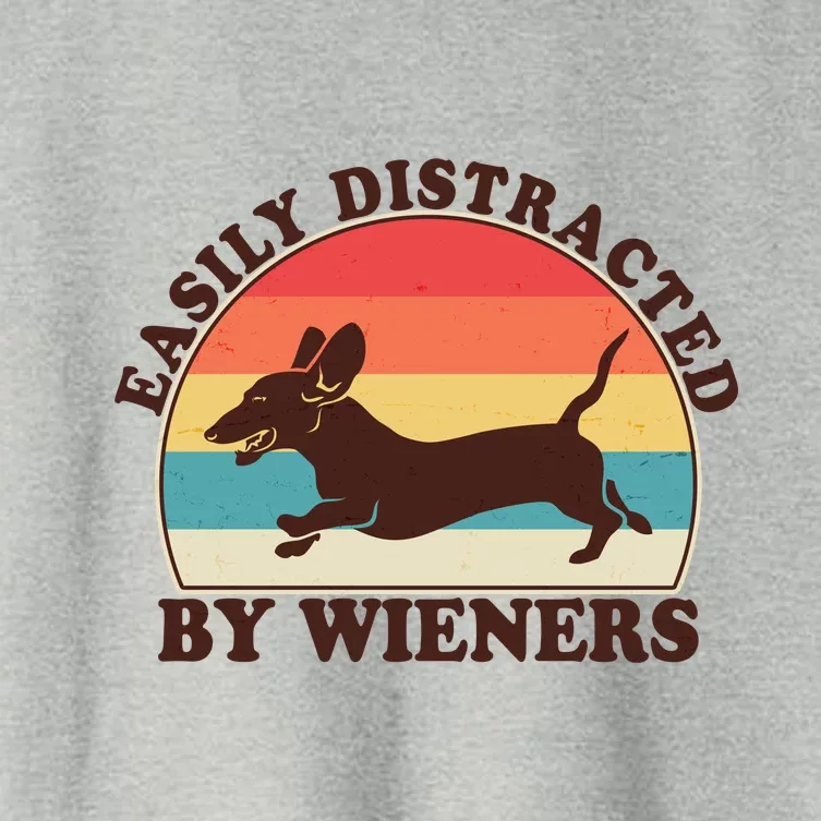 Funny Retro Easily Distracted By Wieners Dachshund fan Women's Crop Top Tee