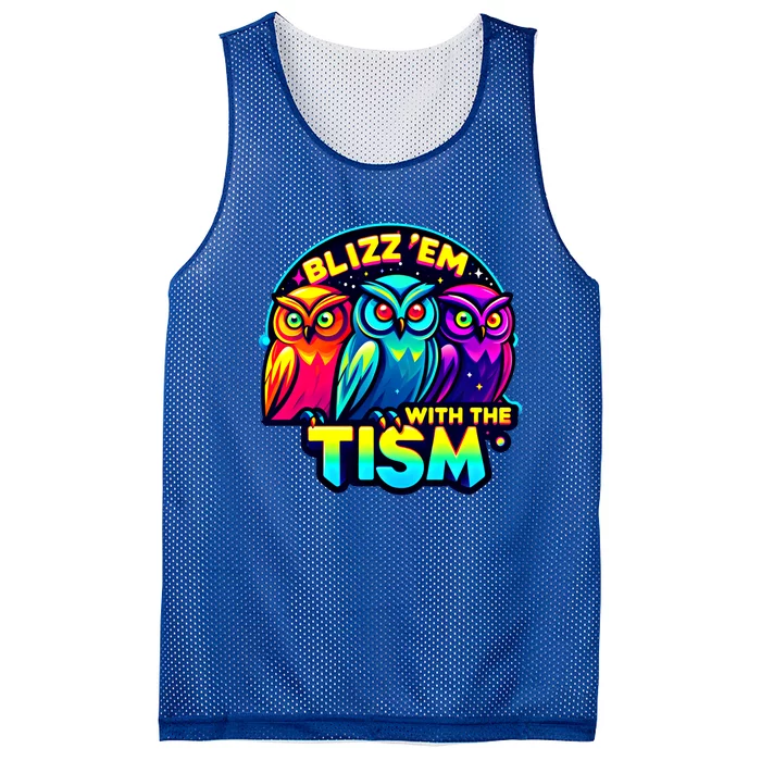 Funny Rizz Em With The Tism Owl Dissociating Autism Cool Gift Mesh Reversible Basketball Jersey Tank