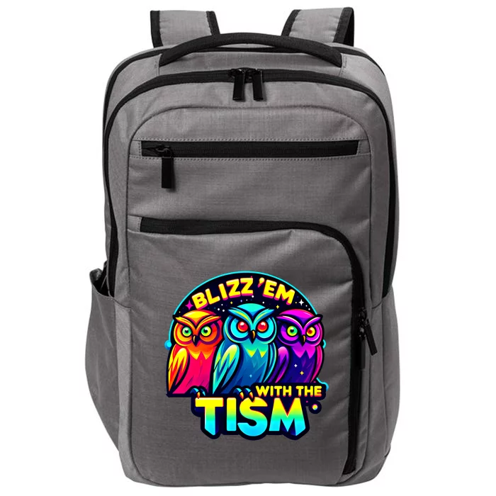 Funny Rizz Em With The Tism Owl Dissociating Autism Cool Gift Impact Tech Backpack