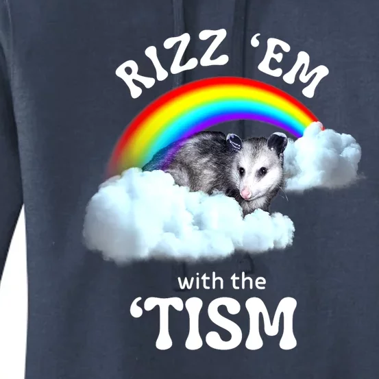 Funny Rizz Em With The Tism Meme Autistic Opossum Autism Awareness Gift Women's Pullover Hoodie