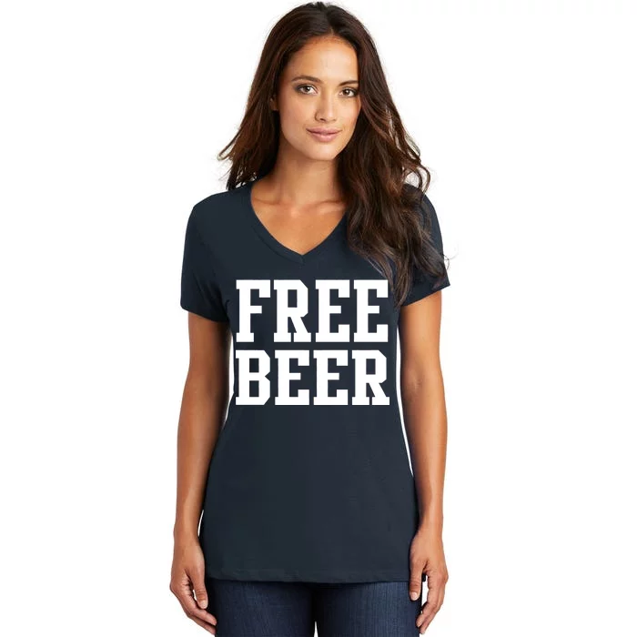 Free Beer Logo Women's V-Neck T-Shirt