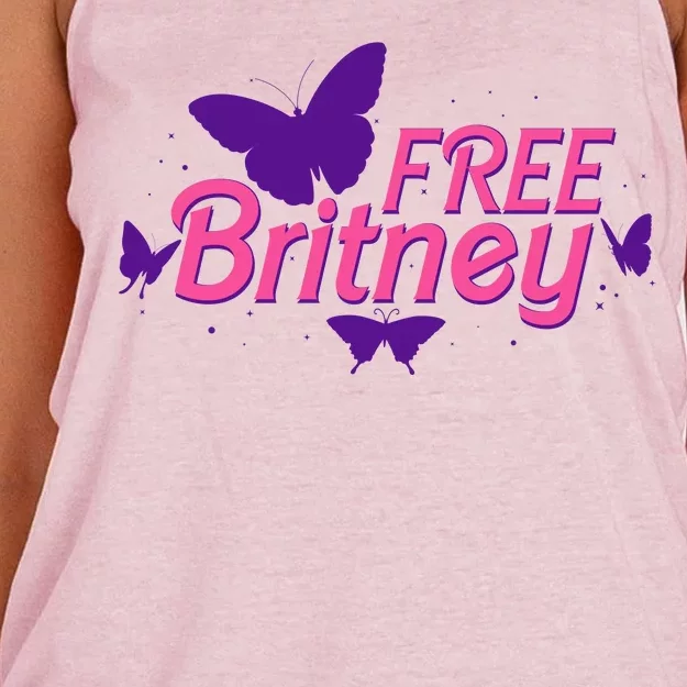 Free Britney Meme Butterflies Women's Knotted Racerback Tank